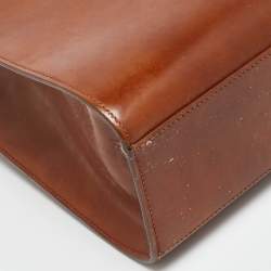 مملوكة مسبقًا Cartier Panthere Brown Glossy Leather Braided Handle Tote