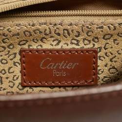 مملوكة مسبقًا Cartier Panthere Brown Glossy Leather Braided Handle Tote