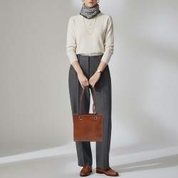 مملوكة مسبقًا Cartier Panthere Brown Glossy Leather Braided Handle Tote