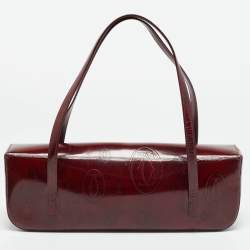 Pre Owned حقيبة كتف كارتييه عيد سعيد كابوشون جلد براءات اختراع أحمر