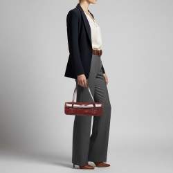 Pre Owned حقيبة كتف كارتييه عيد سعيد كابوشون جلد براءات اختراع أحمر