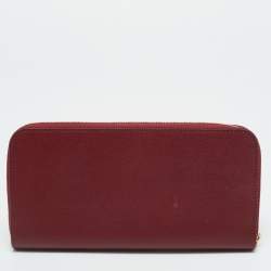 مملوكة مسبقًا Cartier C De Cartier Burgundy Leather Zip Around Wallet