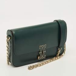مملوكة مسبقًا Cartier Double C de Cartier Green Leather Shoulder Bag