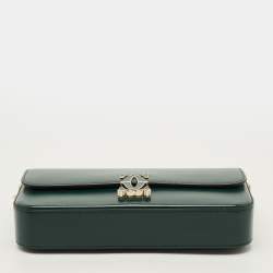 مملوكة مسبقًا Cartier Double C de Cartier Green Leather Shoulder Bag