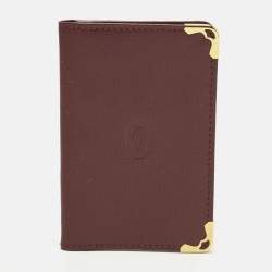 Pre Owned Cartier Must de Cartier Burgundy Leather Card Case with Leather Key Ring