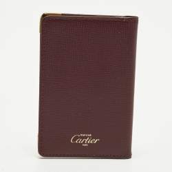 Pre Owned Cartier Must de Cartier Burgundy Leather Card Case with Leather Key Ring