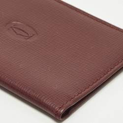 Pre Owned Cartier Must de Cartier Burgundy Leather Card Case with Leather Key Ring