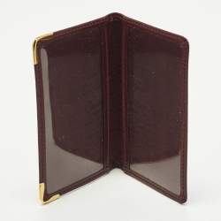 Pre Owned Cartier Must de Cartier Burgundy Leather Card Case with Leather Key Ring