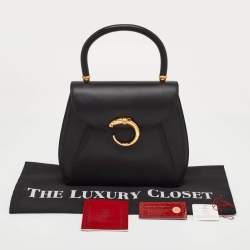 Pre Owned حقيبة كتف كارتتييه بانثر جلد أسود بيد علوية