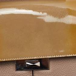 Pre Owned حقيبة كتف كارتييه كلاسيكية سلسلة جلد بيج وبراءات الاختراع وثعبان كارتييه النسائية