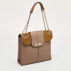 Pre Owned حقيبة كتف كارتييه كلاسيكية سلسلة جلد بيج وبراءات الاختراع وثعبان كارتييه النسائية