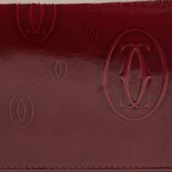Pre Owned Cartier Happy Birthday Burgundy Patent Leather Trifold Wallet