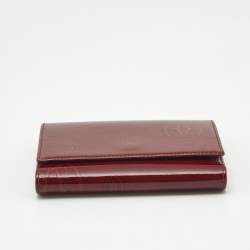 Pre Owned Cartier Happy Birthday Burgundy Patent Leather Trifold Wallet