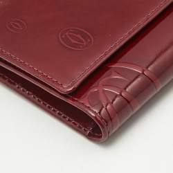 Pre Owned Cartier Happy Birthday Burgundy Patent Leather Trifold Wallet