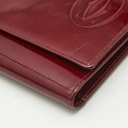 Pre Owned Cartier Happy Birthday Burgundy Patent Leather Trifold Wallet
