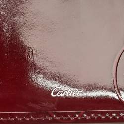 Pre Owned Cartier Happy Birthday Burgundy Patent Leather Trifold Wallet