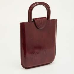 Pre Owned Cartier Happy Birthday Mini Burgundy Patent Leather Tote