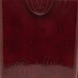 Pre Owned Cartier Happy Birthday Mini Burgundy Patent Leather Tote