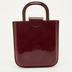 Pre Owned Cartier Happy Birthday Mini Burgundy Patent Leather Tote