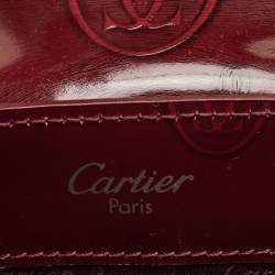 Pre Owned Cartier Happy Birthday Mini Burgundy Patent Leather Tote