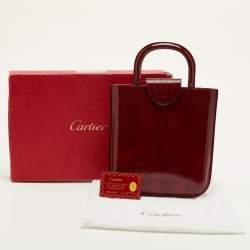 Pre Owned Cartier Happy Birthday Mini Burgundy Patent Leather Tote