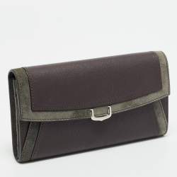 Pre Owned محفظة كارتتييه كونتيننتال سي دي كارتتييه جلد وعنقود عنابي/رمادي