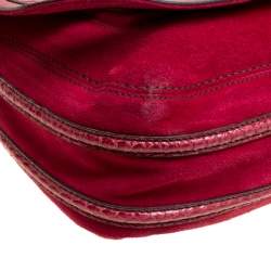 مملوكة مسبقًا حقيبة كتف كارتييه جلد ثعبان وجلد بنية محمرة