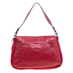 مملوكة مسبقًا حقيبة كتف كارتييه جلد ثعبان وجلد بنية محمرة