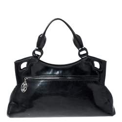 Pre Owned Cartier Black Patent Leather Small Marcello De Cartier Bag