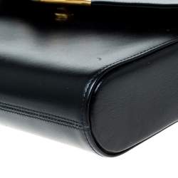Pre Owned Cartier Black Leather Sapphire Line Flap Clutch 