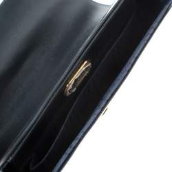 Pre Owned Cartier Black Leather Sapphire Line Flap Clutch 