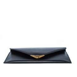 Pre Owned Cartier Black Leather Sapphire Line Flap Wallet