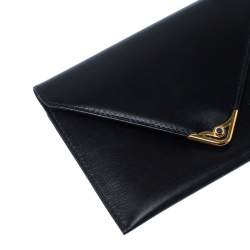 Pre Owned Cartier Black Leather Sapphire Line Flap Wallet