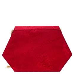 Pre Owned Cartier Red Floral Printed Fabric Chain Shoulder Bag
