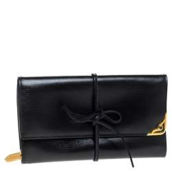 Pre Owned Cartier Black Leather Sapphire Line Jewelry Wallet