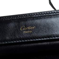 Pre Owned Cartier Black Leather Sapphire Line Jewelry Wallet