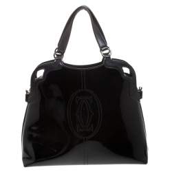 Pre Owned حقيبة كارتييه Marcello de Cartier جلد لامعة سوداء