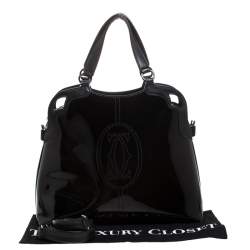 Pre Owned حقيبة كارتييه Marcello de Cartier جلد لامعة سوداء