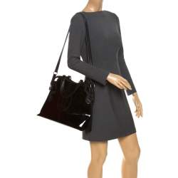 Pre Owned حقيبة كارتييه Marcello de Cartier جلد لامعة سوداء