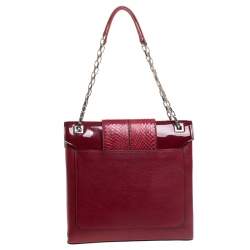 Pre Owned Cartier Red Leather/Patent Leather and Python Classic Feminine Line Chain Bag