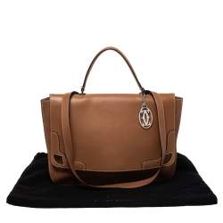 Pre Owned Cartier Tan Leather Marcello de Cartier Top Handle Bag