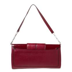 Pre Owned Cartier Red Leather and Python Shoulder Bag
