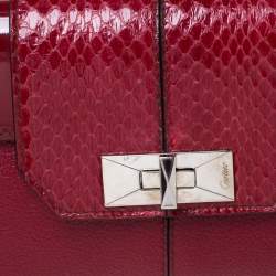 Pre Owned Cartier Red Leather and Python Shoulder Bag