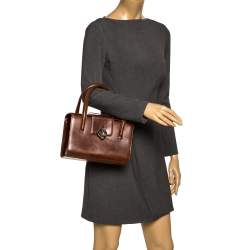 Pre Owned حقيبة كارتييه "بانتير بوكس" جلد لامع بني