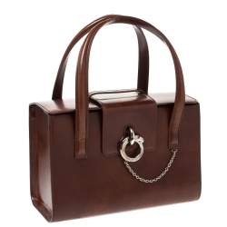 Pre Owned حقيبة كارتييه "بانتير بوكس" جلد لامع بني