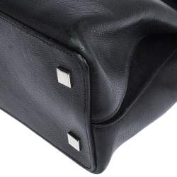 Cartier Black Leather and Python Classic Feminine Line Top Handle Bag