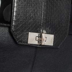 Cartier Black Leather and Python Classic Feminine Line Top Handle Bag