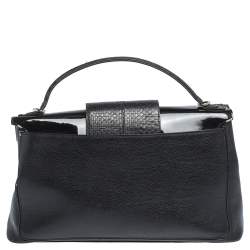 Cartier Black Leather and Python Classic Feminine Line Top Handle Bag