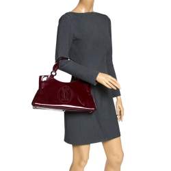 Pre Owned Cartier Red Patent Leather Small Marcello De Cartier Bag