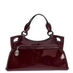 Pre Owned Cartier Red Patent Leather Small Marcello De Cartier Bag